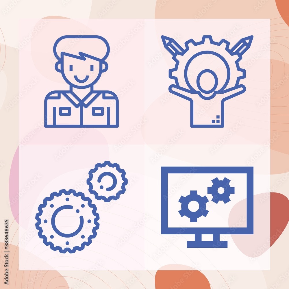 Simple set of hard hat related lineal icons Simple set of hard hat related lineal icons