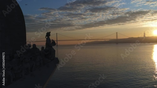 Padrao dos Descubrimentos in Belem, Lisbon. Portugal. Drone Footage