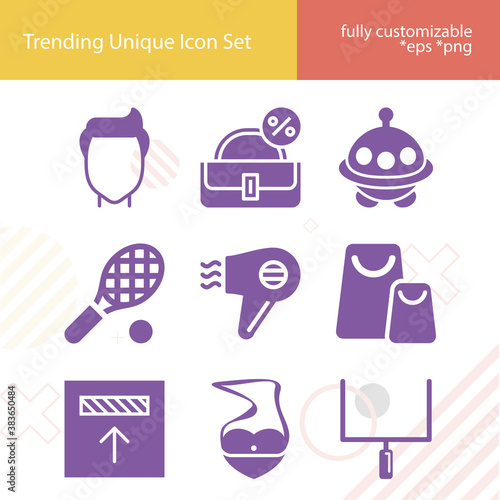 Simple set of objectively related filled icons.