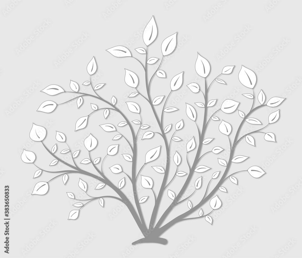 Obraz premium Bush plants with leaves on a gray background in vintage style