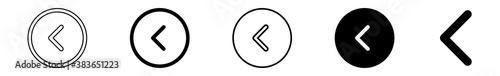 Back Button Icon Circle Black | Previous Buttons Illustration | Video Audio Player Navigate Symbol | Left Logo | Game Arrow Sign | Isolated | Variations