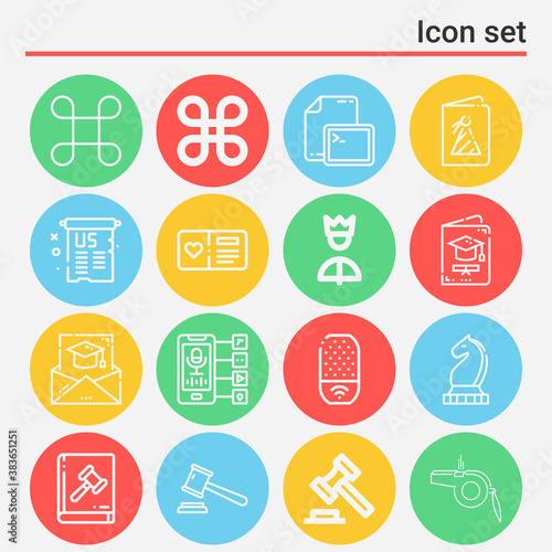 16 pack of bidding  lineal web icons set