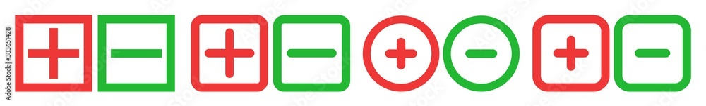 Plus Minus Icon Red Green | Positive Negative Buttons Illustration | Con Pro Symbol | Vote Logo | Zoom In Out Sign | Isolated | Variations Plus Minus Icon Red Green | Positive Negative Buttons Illustration | Con Pro Symbol | Vote Logo | Zoom In Out Sign | Isolated | Variations