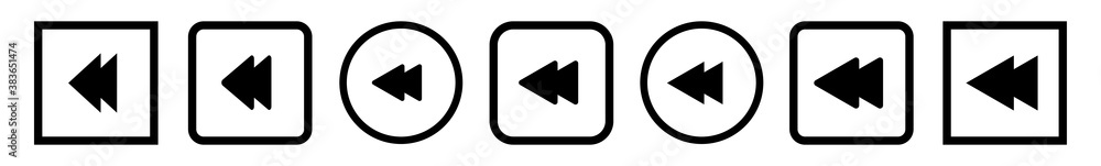 Rewind Button Icon Black Line | Fast Back Buttons Illustration | Video Audio Player Navigate Symbol | Arrow Logo | Game Speed Sign | Isolated | Variations Rewind Button Icon Black Line | Fast Back Buttons Illustration | Video Audio Player Navigate Symbol | Arrow Logo | Game Speed Sign | Isolated | Variations