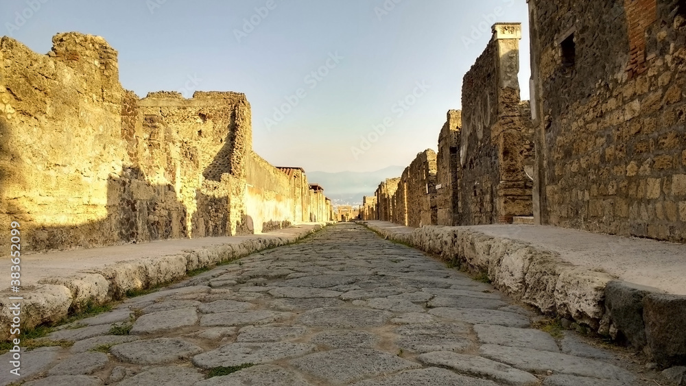 Old Stone road in the ancient city of Pompeii. Italy. Europe