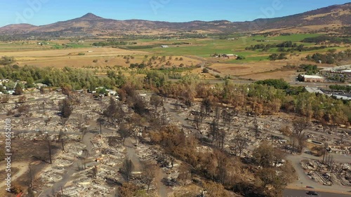 Aerial of burned area in Phoenix Oregon from Almeda Fire 2020  photo