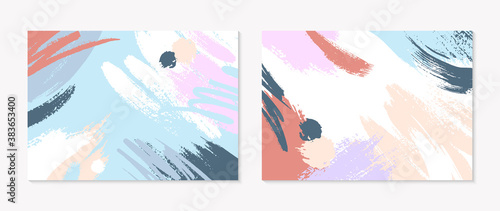 Universal modern collages with copy space for text.Modern vector layouts with hand drawn brush strokes and textures.Trendy design perfect for prints,social media,banners,invitations,branding,covers