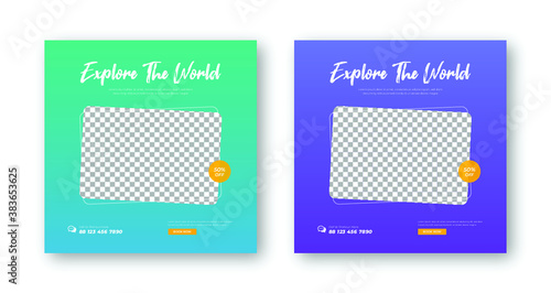 Creative traveling social media banner instagram post template for travel and tours
