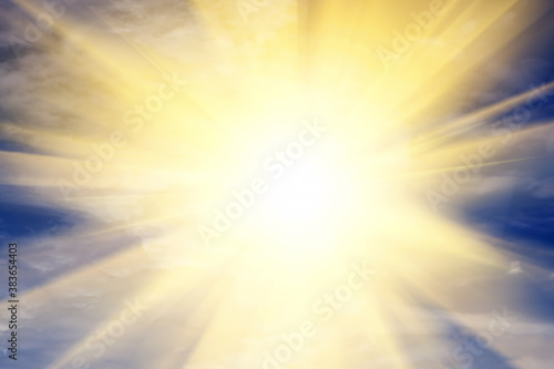 Explosion of light towards heaven, sun. Religion, God, providence. photo