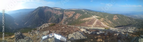 Panoramic view on Karkonosze mountains from Snieszka peak photo