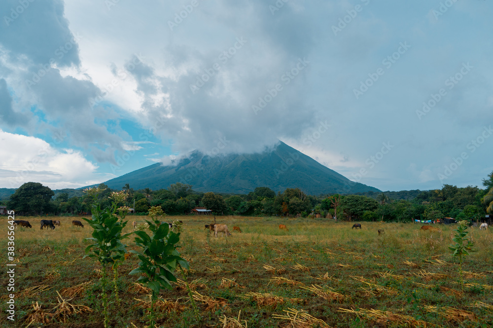 Fototapeta premium Concepción volcano in Ometepe Island, Rivas Nicaragua landscape. 