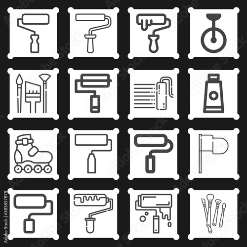 16 pack of roller  lineal web icons set