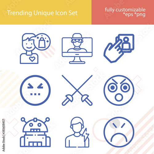 Simple set of offense related lineal icons.