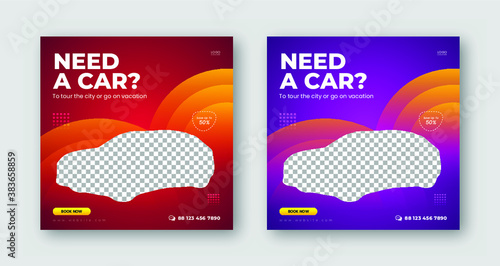 Creative rent a car social media banner design and Instagram post template for automobile
car rental 