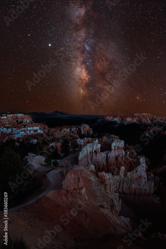 An Amazing starry night at the Bryce Canyon