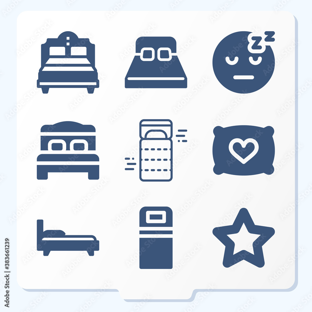 Simple set of 9 icons related to sleep