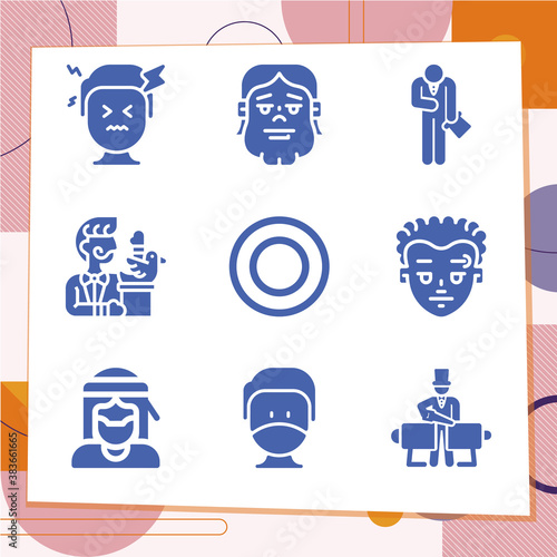 Simple set of 9 icons related to manhood