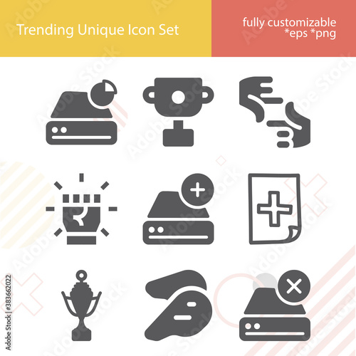 Simple set of reach related filled icons.