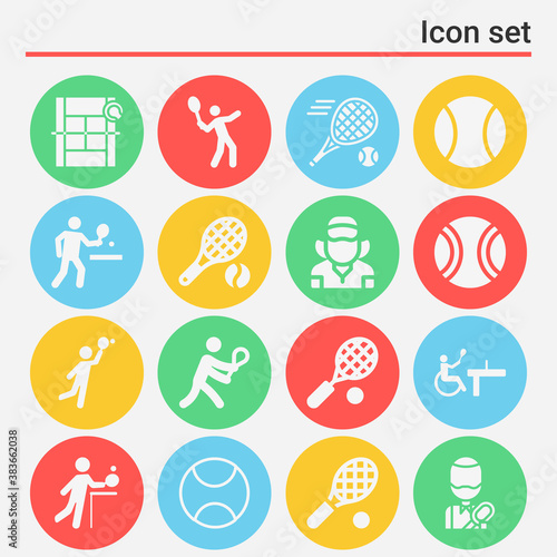16 pack of tennis court  filled web icons set