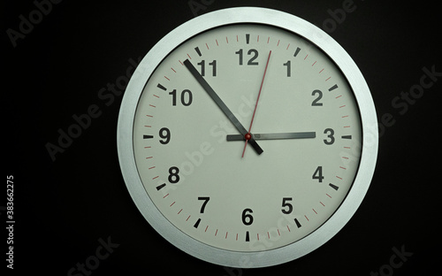 Gray clock time 02.54 am. on black background, Copy space for your text, Time concept.