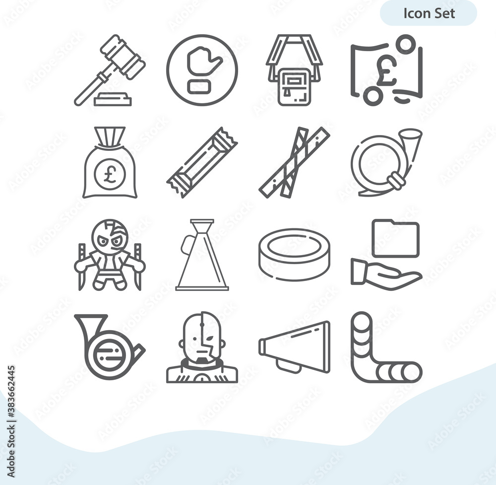 Fototapeta premium Simple set of thrust related lineal icons.