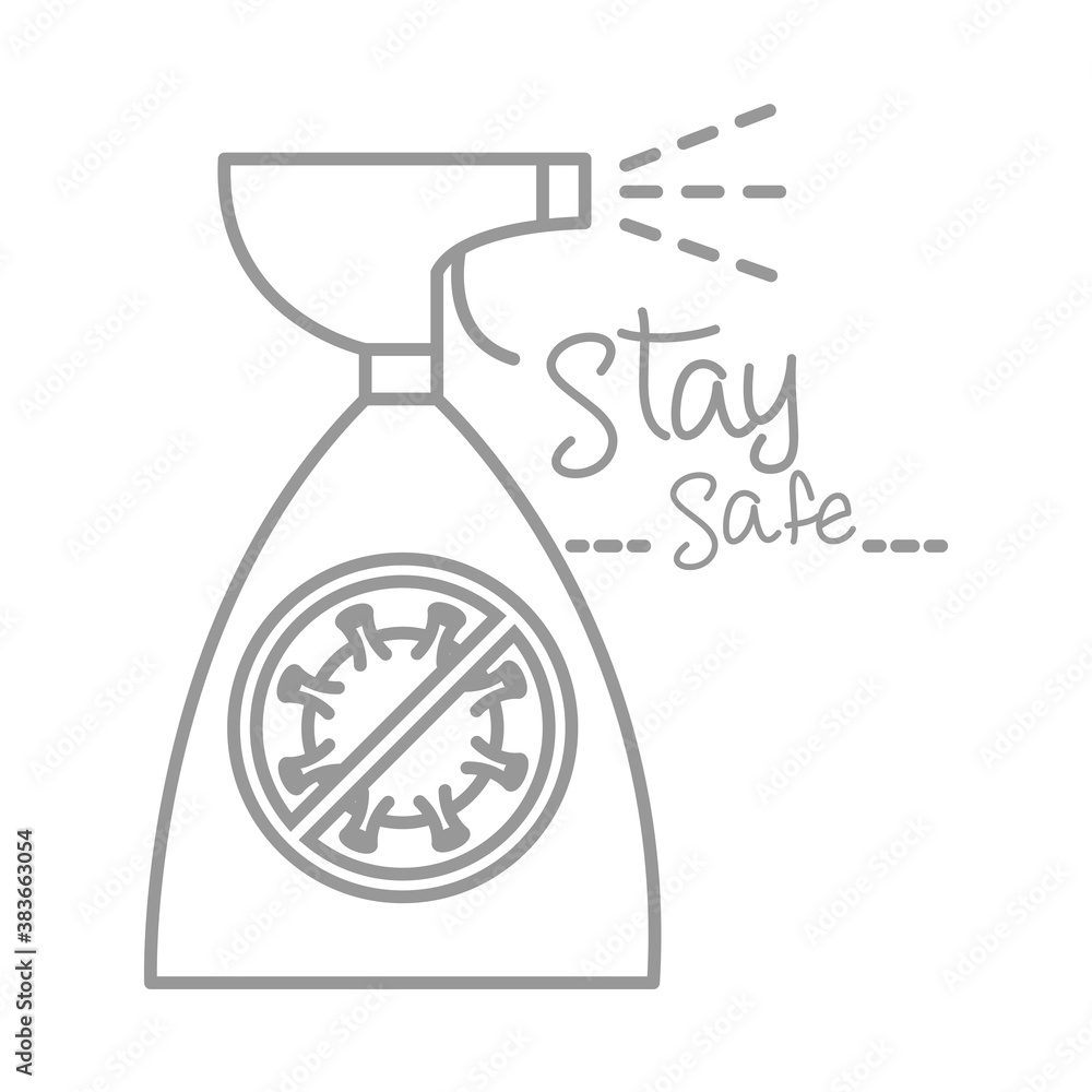 new normal, use spray disinfectant alcohol stay safe, after coronavirus, hand made line style