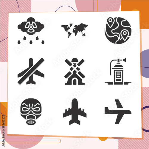 Simple set of 9 icons related to atmosphere