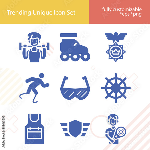 Simple set of contention related filled icons.
