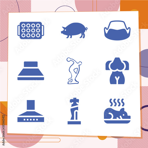 Simple set of 9 icons related to mould