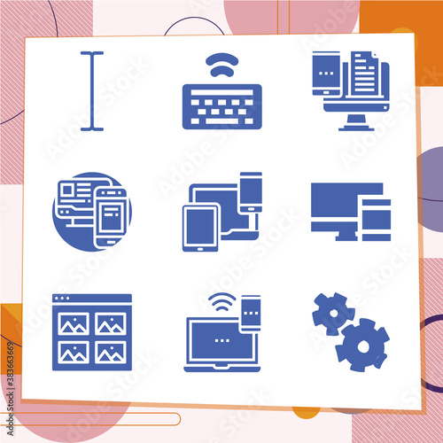 Simple set of 9 icons related to transcription
