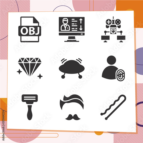 Simple set of 9 icons related to subjective