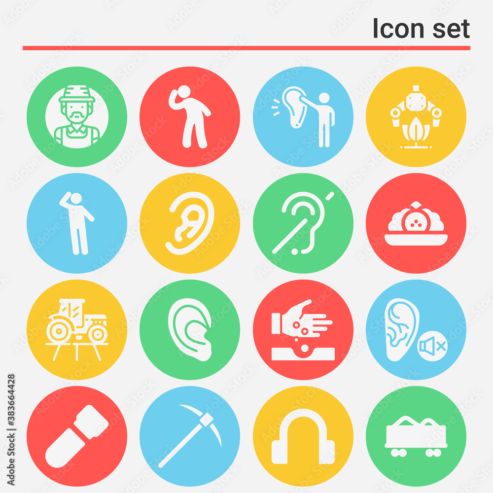 16 pack of take in  filled web icons set