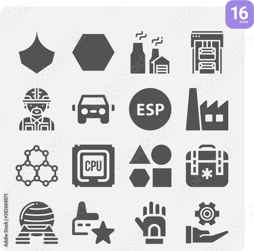 Simple set of manufacturer related filled icons.