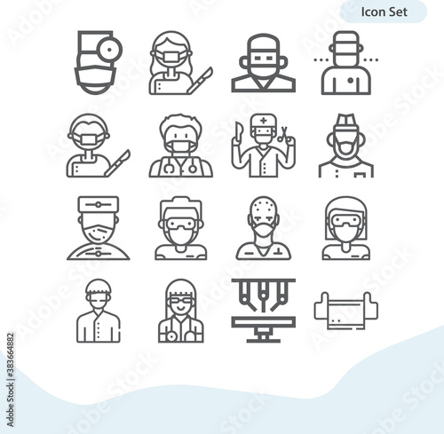 Simple set of walter reed related lineal icons.