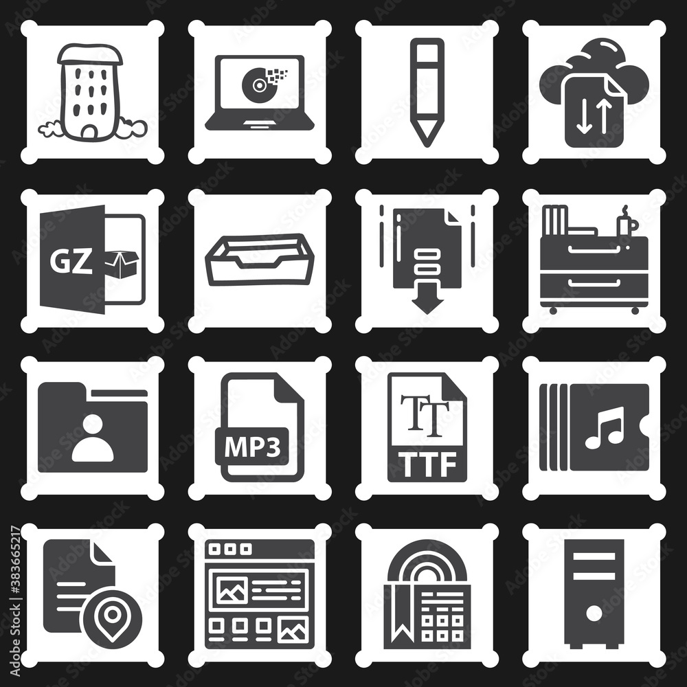 16 pack of column filled web icons set 16 pack of column filled web icons set