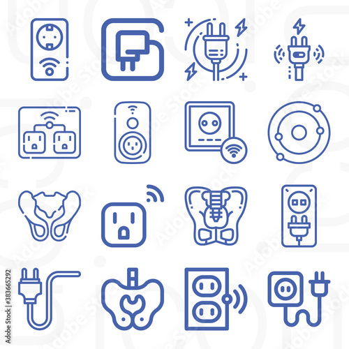 16 pack of bodily cavity  lineal web icons set