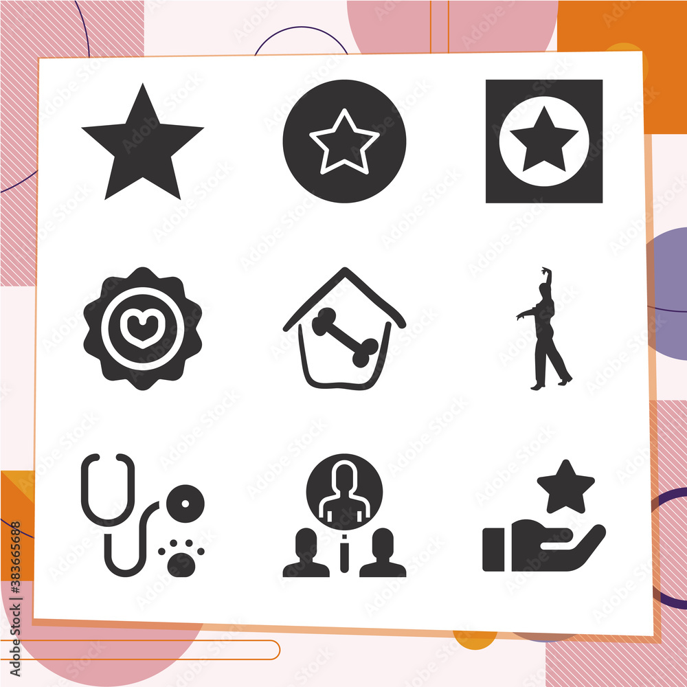 Simple set of 9 icons related to favourite Simple set of 9 icons related to favourite