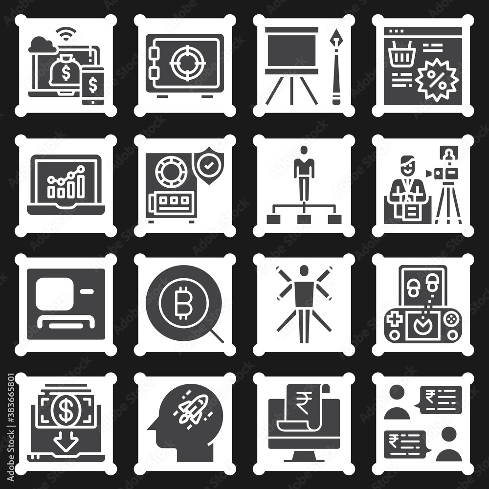 16 pack of treasurer filled web icons set 16 pack of treasurer filled web icons set