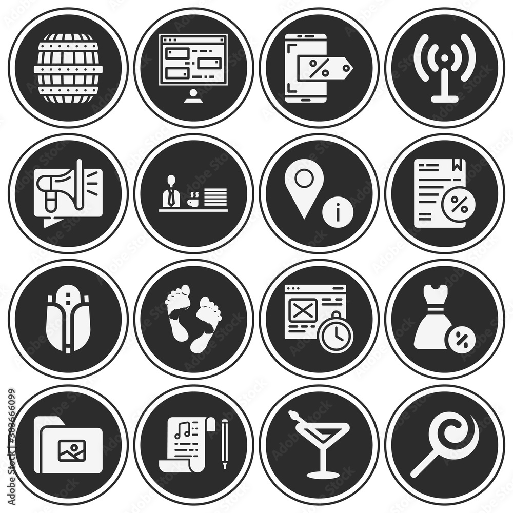 16 pack of bar  filled web icons set