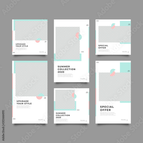 Set 6 of Social Media Instagram Networks Stories and post Sale Banner Background, Mobile App, Poster, Flyer, Coupon, Gift Card, Smartphone Template Story. editable template eps 10 vector