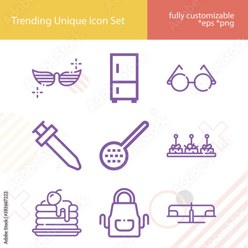 Simple set of shades related lineal icons.