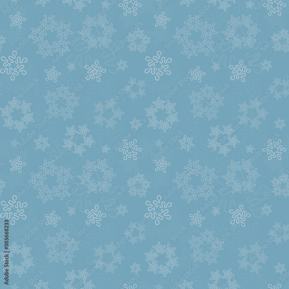 Christmas background with snowflakes. Seamless pattern. Unusual, extraordinary white snowflake. Christmas design. Vector illustration on the blue background. Christmas background with snowflakes. Seamless pattern. Unusual, extraordinary white snowflake. Christmas design. Vector illustration on the blue background.