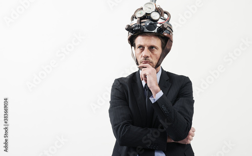 Εκτύπωση καμβά Creative businessman with steampunk helmet