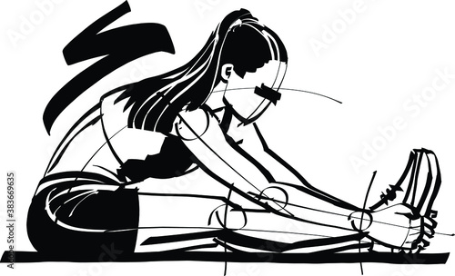 the vector illustration the fit woman doing stretching exercise