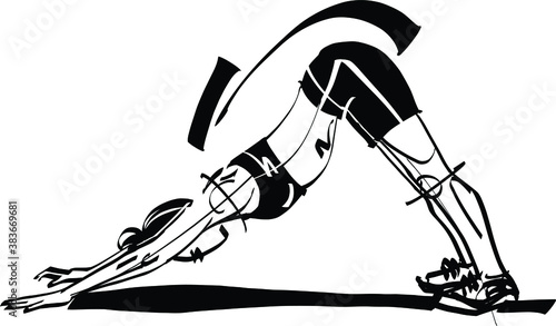 the vector illustration the fit woman doing stretching exercise
