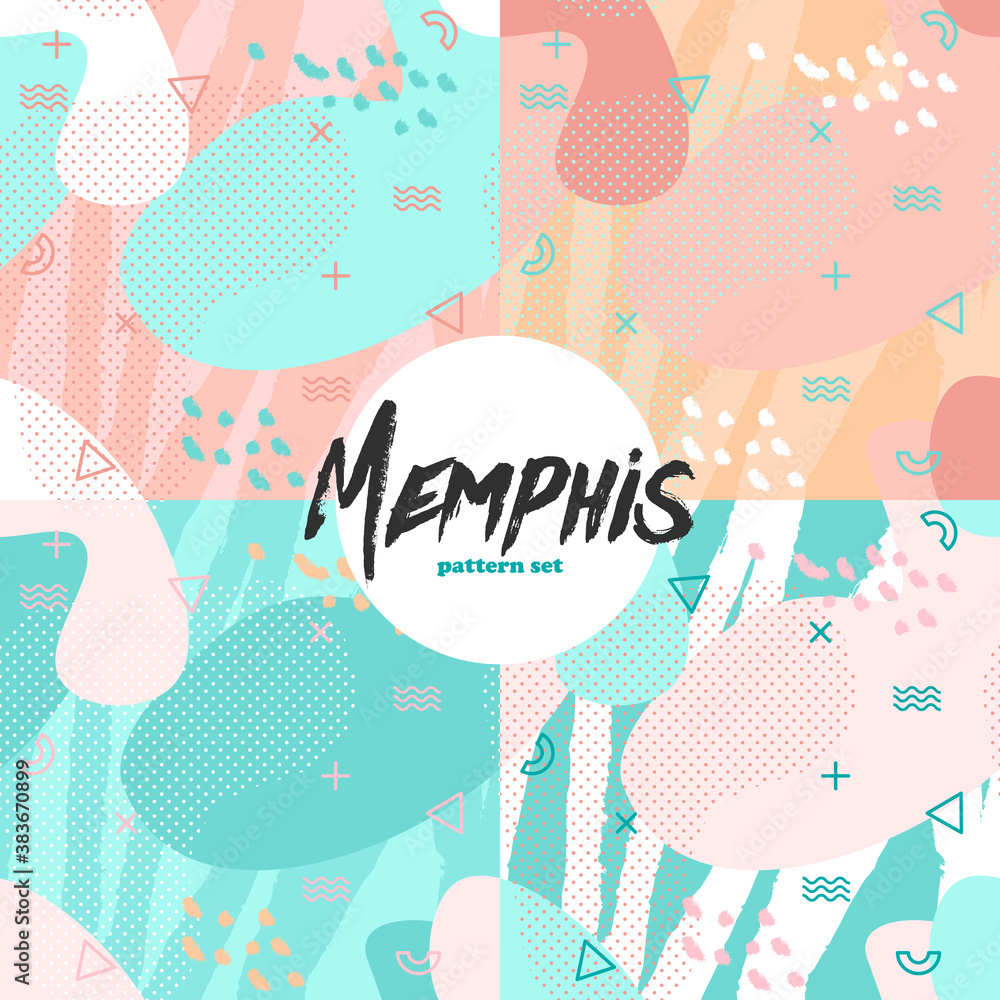 Floral seamless vector design pattern tropical memphis style Floral seamless vector design pattern tropical memphis style