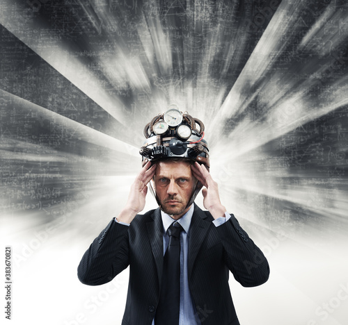 Εκτύπωση καμβά Creative businessman with steampunk helmet