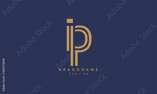 Alphabet letters Initials Monogram logo IP, PI, I and P