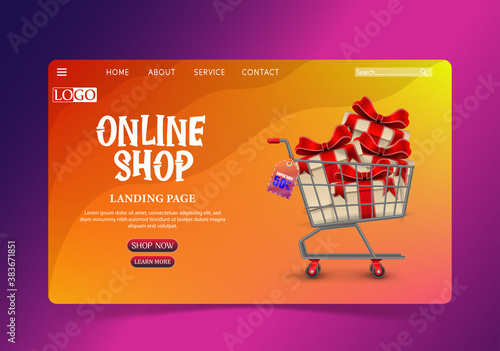 Shopping Online design concept with gifts