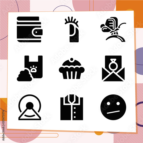 Simple set of 9 icons related to weird
